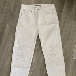 Topshop White Destroyed Mom Jean